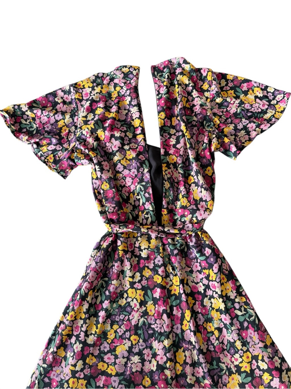 Lauren Ralph Lauren Floral Flutter Sleeve Fit & Flare Dress Black Size 12 NWT - Picture 5 of 11